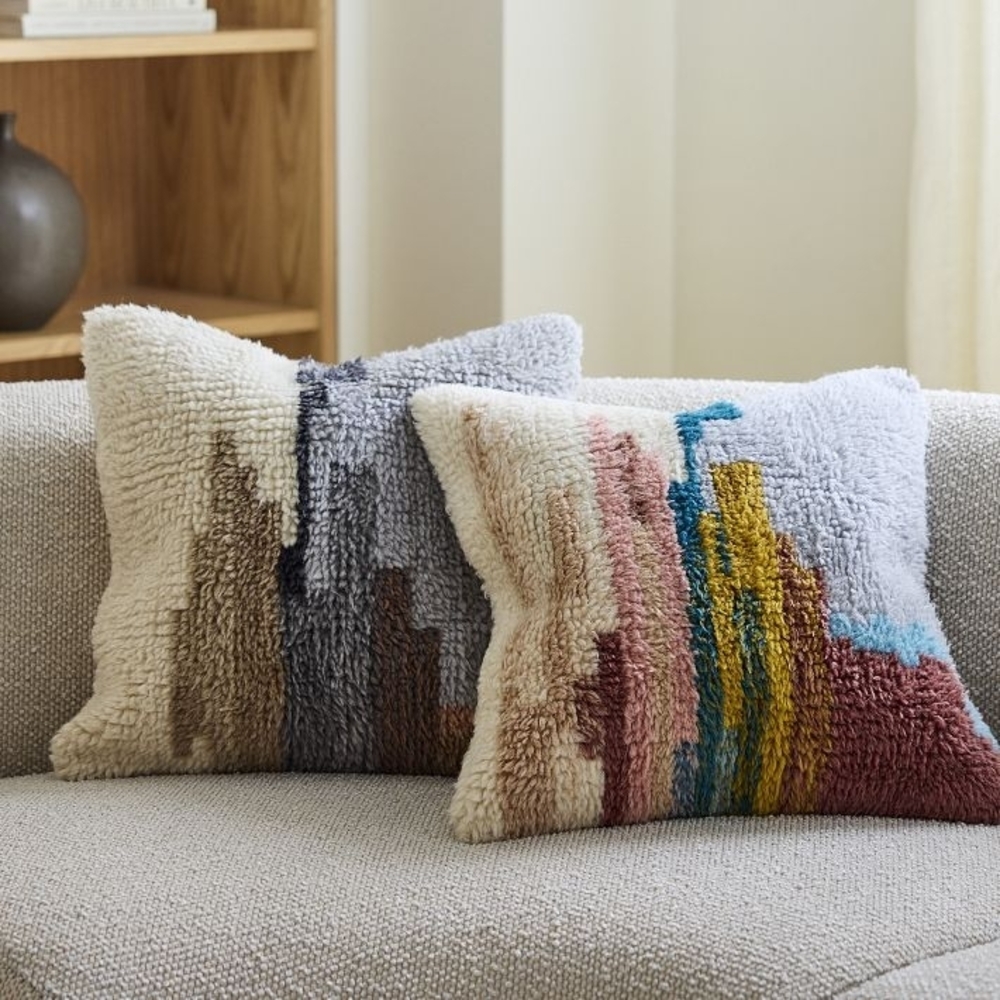 West Elm Field Scape Wool Cushion Covers X2 NWT